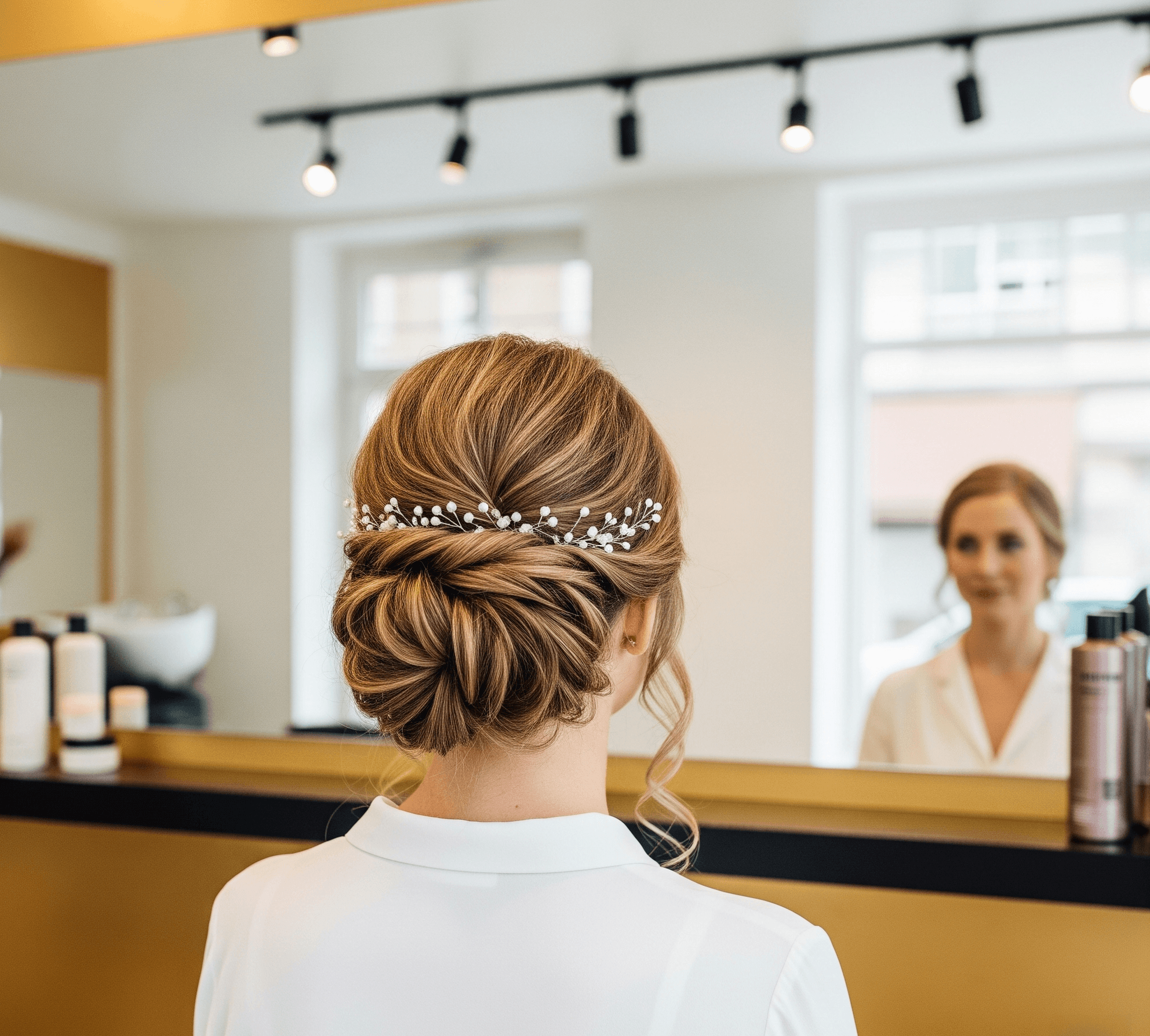 Elegante Hochsteckfrisur für besondere Anlässe bei BE BEAU VOIR